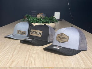 Custom Groom Wedding Party Hats | Groomsman Caps | Best Man Hat | Groom Patch Trucker Hats | Bride and Groom Hats | Wedding Party Hats Caps